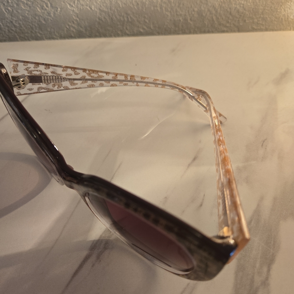 SB1 -Bebe Leopard Print Sunglasses - Burgandy and Gold - Picture 3 of 9